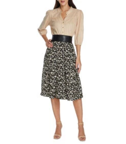 Falda Midi Con Flores Mujer -GlamModa Ventas 43133693 x3