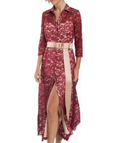 Vestido Camisero Midi Calado Mujer -GlamModa Ventas 43134624 x3