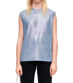 Playera Cuello Redondo Sin Mangas Jaspeada Mujer