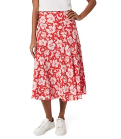 Falda Larga De Corte A Con Flores Mujer