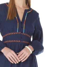 Springfield Vestido Midi De Manga Larga Bordado Mujer -GlamModa Ventas 43150276 x4