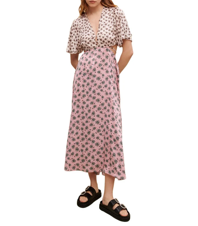 Maje Vestido Midi Con Manga 3,4 Y Flores Mujer 3 Maje Vestido Midi Con Manga 3,4 Y Flores Mujer