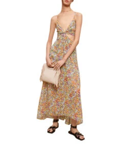 Maje Vestido Midi Con Flores Mujer