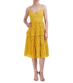 BCBGMAXAZRIA Vestido Midi Microdiseños Mujer