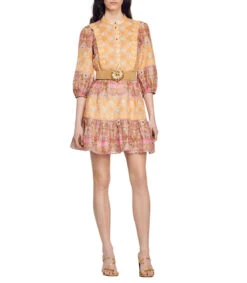 Sandro Vestido Corto Paisley Manga 3,4 Mujer -GlamModa Ventas 43157511 x3
