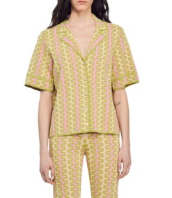 Sandro Camisa Con Líneas Manga Corta Mujer