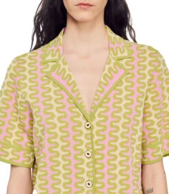 Sandro Camisa Con Líneas Manga Corta Mujer -GlamModa Ventas 43157550 x4
