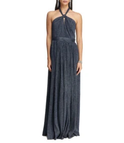 Vestido De Fiesta Maxi Con Inserción De Hilo Metálico Mujer