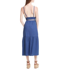 Vestido Midi Enresortado Escote En Espalda Mujer -GlamModa Ventas 43172338 x2