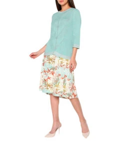 Falda Midi De Corte A Con Flores Mujer -GlamModa Ventas 43180120 x3