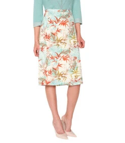 Falda Midi De Corte A Con Flores Mujer -GlamModa Ventas 43180120 x4