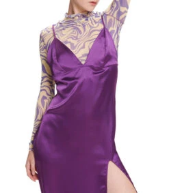 Vestido Maxi Lencero Y Satinado Mujer -GlamModa Ventas 43180964 x4