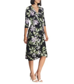 Vestido Midi Con Flores Mujer