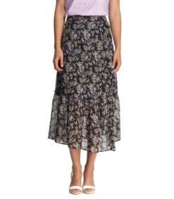 Falda Midi De Corte Recto Con Flores Mujer