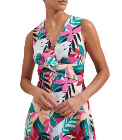 Vestido Midi Sin Mangas Con Plantas Mujer -GlamModa Ventas 43198233 x3