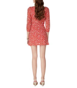 Springfield Vestido Mini De Manga 3,4 Con Flores Mujer -GlamModa Ventas 43198700 x2