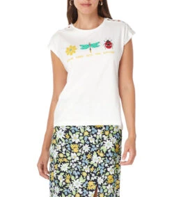 Springfield Playera Cuello Redondo Con Manga Corta Estampada Mujer