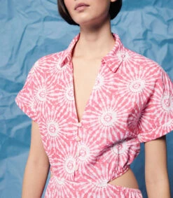 Springfield Vestido Midi Con Estampado Y Abertura Mujer -GlamModa Ventas 43198740 x5