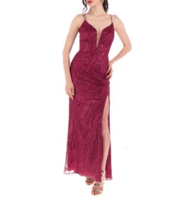 Vestido Maxi Con Sutiles Líneas Mujer