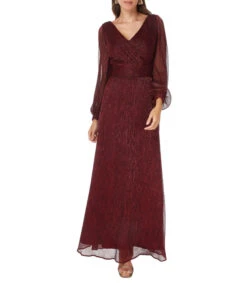 Vestido De Fiesta Maxi Con Manga Larga Abrillantado Mujer