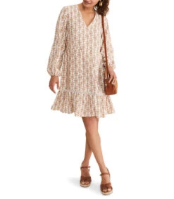 Vestido Midi Manga Larga Monogram Kesia Mujer