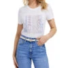 Guess Playera Con Cuello Redondo De Manga Corta Y Tipografía Mujer -GlamModa Ventas 43207176 x1