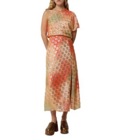 Scalpers Vestido Midi Manga Corta Estampado Mujer