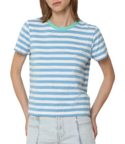 Scalpers Playera Cuello Redondo Manga Corta Con Rayas Mujer