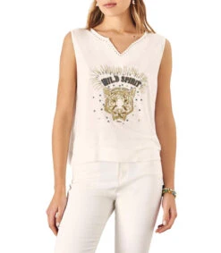 Playera Sin Mangas Estampada Mujer