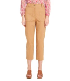 Pantalón Recto Bolsillos Parche Mujer