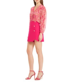 Falda Short Tweed Rosa Mujer -GlamModa Ventas 43219757 x3