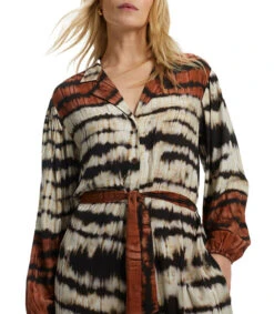 Vestido Camisero Midi Manga Larga Estampado Mujer -GlamModa Ventas 43219954 x4