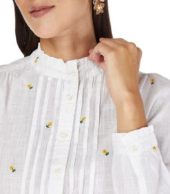 Springfield Camisa Con Girasoles Bordadas De Manga Larga Mujer -GlamModa Ventas 43220567 x4