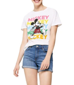 Springfield Playera De Cuello Redondo Y Manga Corta Mickey Mouse Mujer