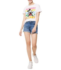 Springfield Playera De Cuello Redondo Y Manga Corta Mickey Mouse Mujer -GlamModa Ventas 43220618 x3