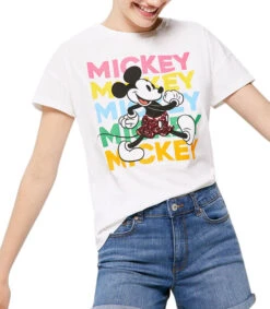 Springfield Playera De Cuello Redondo Y Manga Corta Mickey Mouse Mujer -GlamModa Ventas 43220618 x4