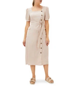 Vestido Midi Liso Mujer