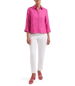 Camisa De Lino Manga 3,4 Mujer -GlamModa Ventas 43239155 x3