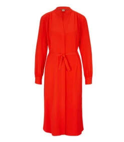 Boss Vestido Camisero Sin Cuello Con Cinturón Y Puños Abotonados Mujer -GlamModa Ventas 43242427 x4