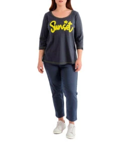 October Playera Cuello Redondo Manga 3,4 Y Letras Mujer -GlamModa Ventas 43248856 x3