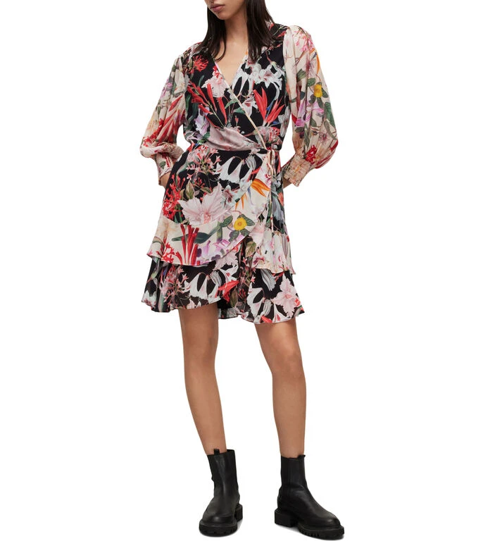 AllSaints Vestido Mini Con Flores Y Manga 7,8 Ari Leondra Mujer 5 AllSaints Vestido Mini Con Flores Y Manga 7,8 Ari Leondra Mujer - Imagen 3