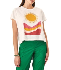 Playera Estampada De Manga Corta Mujer