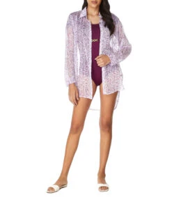 Camisa De Playa Con Hojas De Manga Larga Mujer -GlamModa Ventas 43279462 x3