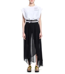 Playera De Cuello Redondo Y Manga Corta Cropped Con Jareta Mujer -GlamModa Ventas 43280573 x3