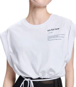 Playera De Cuello Redondo Y Manga Corta Cropped Con Jareta Mujer -GlamModa Ventas 43280573 x4