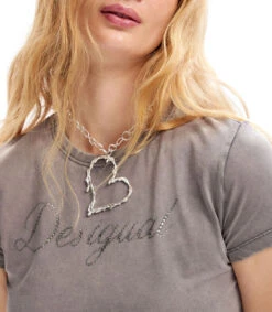 Desigual Playera Cuello Redondo Con Manga Corta Maya Jaspeada Mujer -GlamModa Ventas 43280648 x4