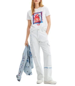 Desigual Playera Cuello Redondo Con Manga Corta Loro Estampada Mujer -GlamModa Ventas 43280655 x3