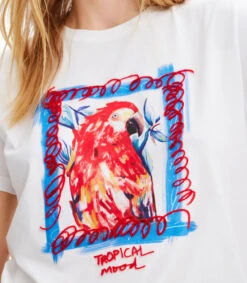 Desigual Playera Cuello Redondo Con Manga Corta Loro Estampada Mujer -GlamModa Ventas 43280655 x4