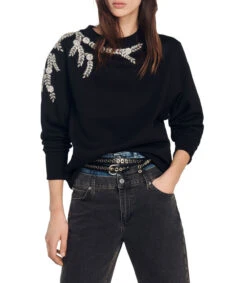 Sandro Sudadera Con Pedrería Mujer