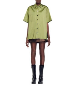 Sandro Camisa Satinada De Manga Corta Mujer -GlamModa Ventas 43286038 x3